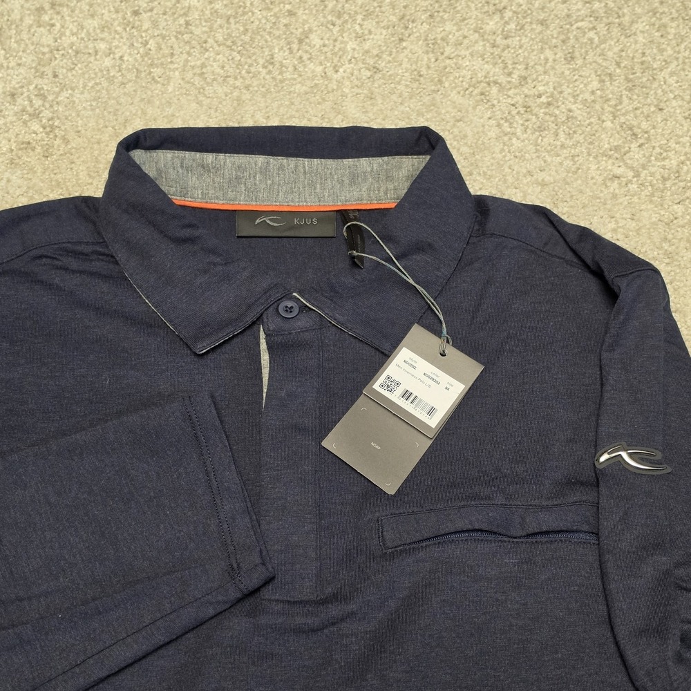 NWT KJUS Inverness Long Sleeve Polo Men's 54 XL Blue Cashmere Blend Performance